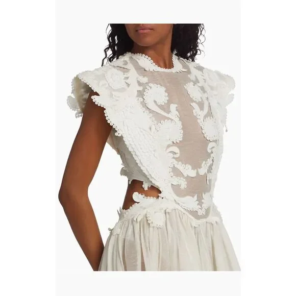 Zimmermann Tama Asymmetric Sequin-Embroidered Gown Size 3 / US 10 - Picture 6 of 15